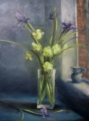 "Daffodils" - Oil on canvas SOLD - Painting by Sian Foan, an artist from Auckland, New Zealand.