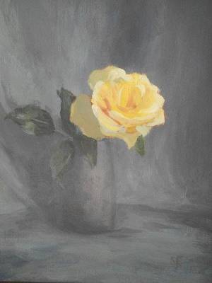 "Little Yellow Rose" - Oil on canvas.(SOLD) - Painting by Sian Foan, an artist from Auckland, New Zealand.