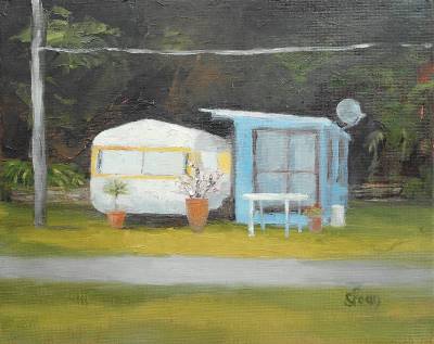 "Caravan Romance(SALE)" - Oil on canvas - Painting by Sian Foan, an artist from Auckland, New Zealand.