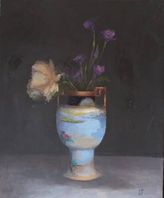 "Noritake Vase and flowers(SOLD)" - oil on canvas - Painting by Sian Foan, an artist from Auckland, New Zealand.