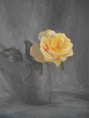 "Yellow Rose and Jug" - print on high quality art paper - Print by Sian Foan, an artist from Auckland, New Zealand.