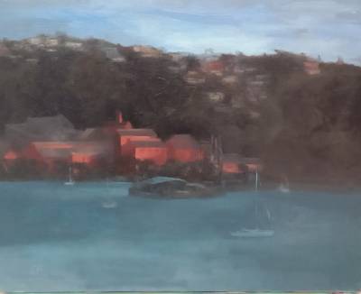 "Sugar Factory and Wharf" - Painting by Sian Foan, an artist from Auckland, New Zealand.