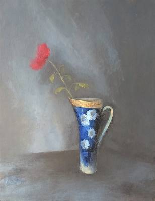 "Old Jug and Rose" - oil on canvas - Painting by Sian Foan, an artist from Auckland, New Zealand.