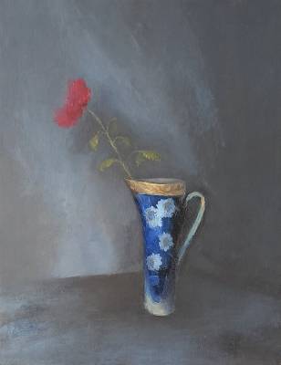 "Blue Jug and Rose" - Print by Sian Foan, an artist from Auckland, New Zealand.